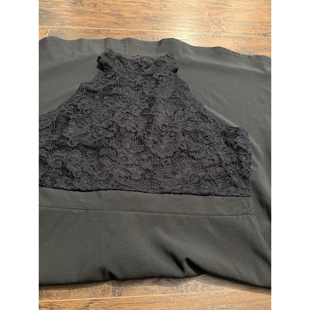 Black Lace High Neck Fit & Flare Cocktail Dress Sleeveless Party Formal ALine 2X - Picture 6 of 8